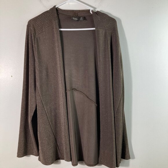 Womens Chicos Travelers Collection Open Cardigan Brown Gold L - Picture 1 of 9